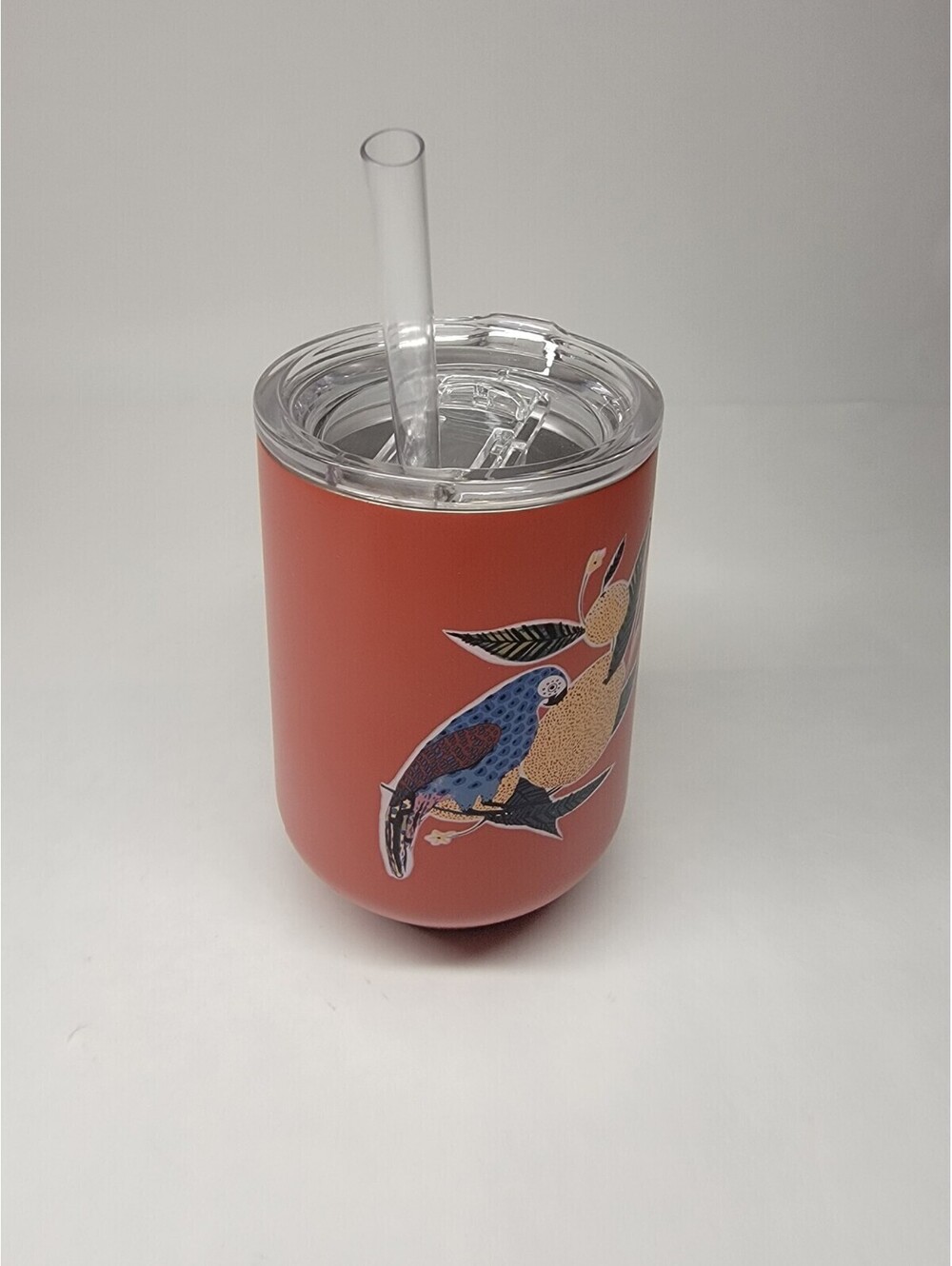 Threshold 12oz Stainless Steel Wine Tumbler with Slide Lid & Straw Tropical Bird